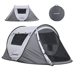 2 Person White + Brown Pop Up Camping Tent